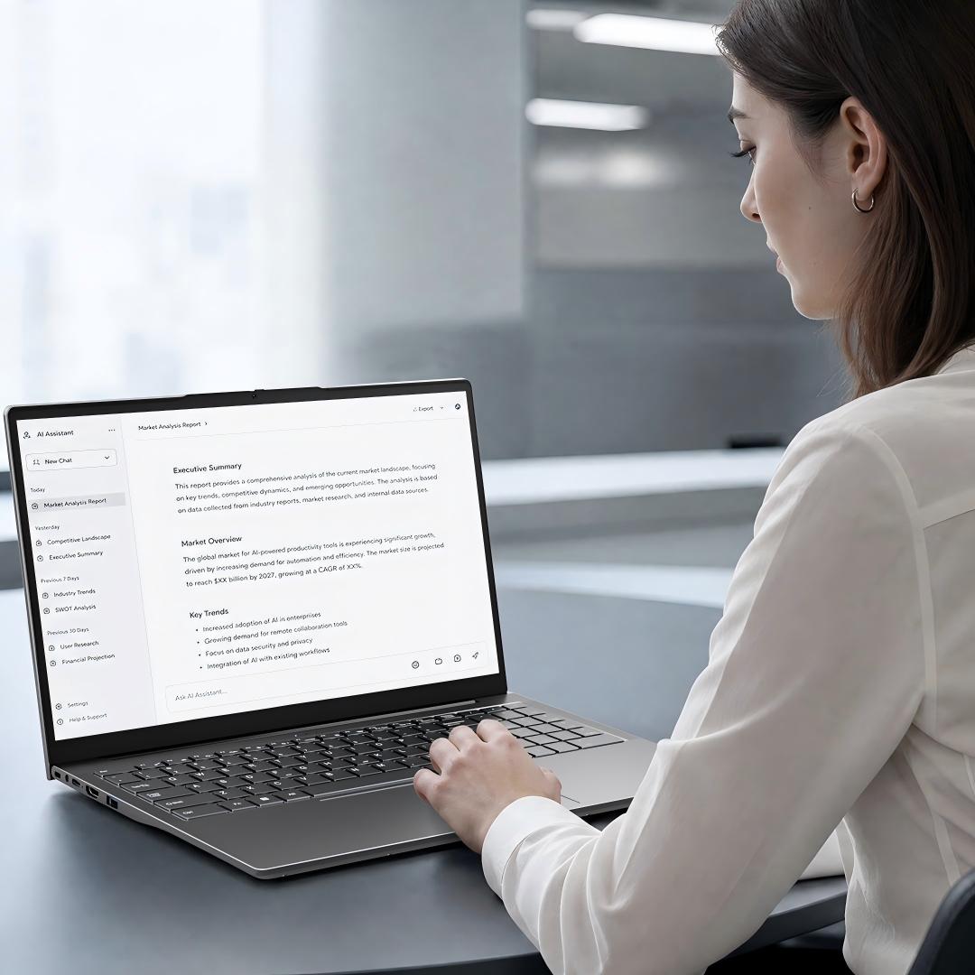 Dot&eacute; d'une IA puissante pour un avenir intelligent&nbsp;! Le BMAX MaxBook X17 Turbo, un ordinateur portable fin et l&eacute;ger polyvalent, compatible avec l'IA, red&eacute;finit l'exp&eacute;rience du travail de bureau et de la production cr&eacute;ative.
